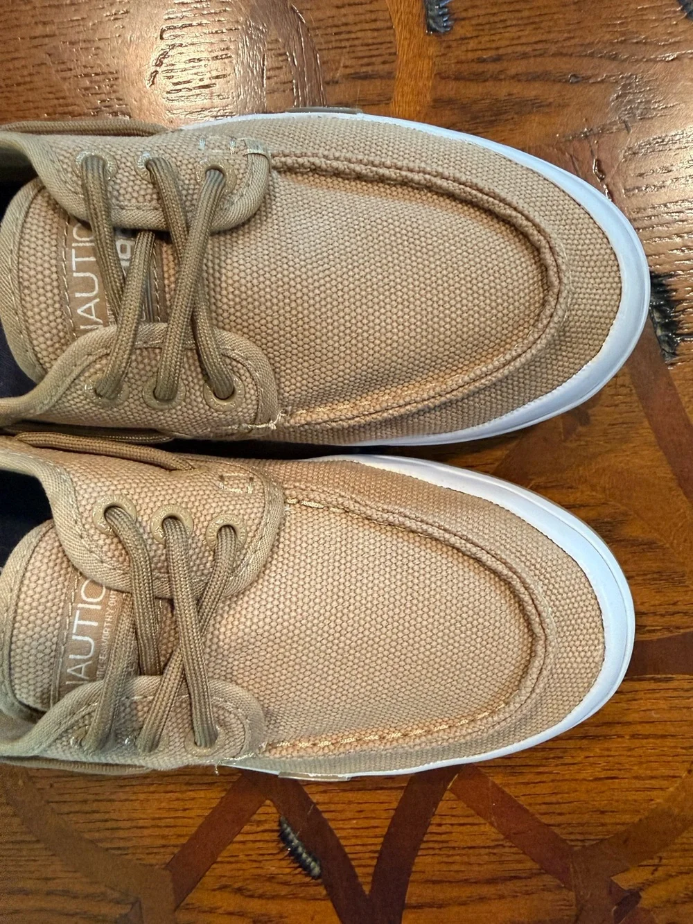 Nautica Men’s Tan Canvas Boat Shoes Sz 8.5